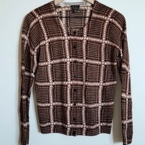 TALBOTS HOUNDSTOOTH CARDIGAN MERINO